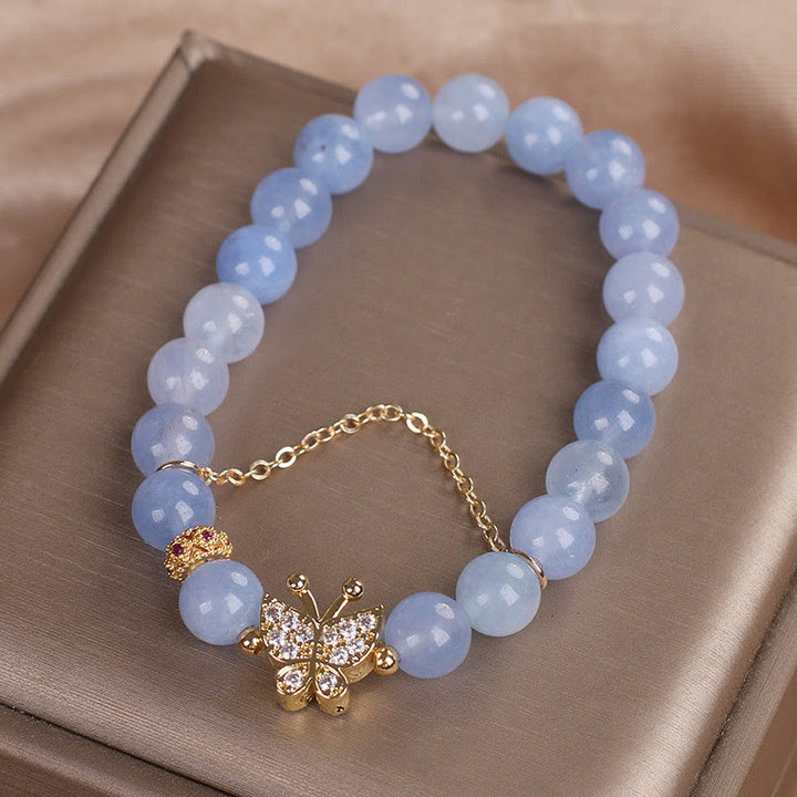 Bracciale Buddha Stones Aquamarine Butterfly Serenity