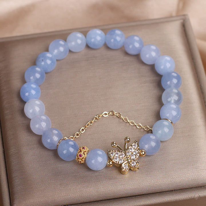 Bracciale Buddha Stones Aquamarine Butterfly Serenity