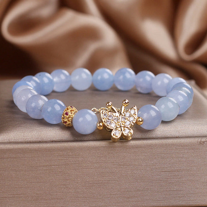 Bracciale Buddha Stones Aquamarine Butterfly Serenity