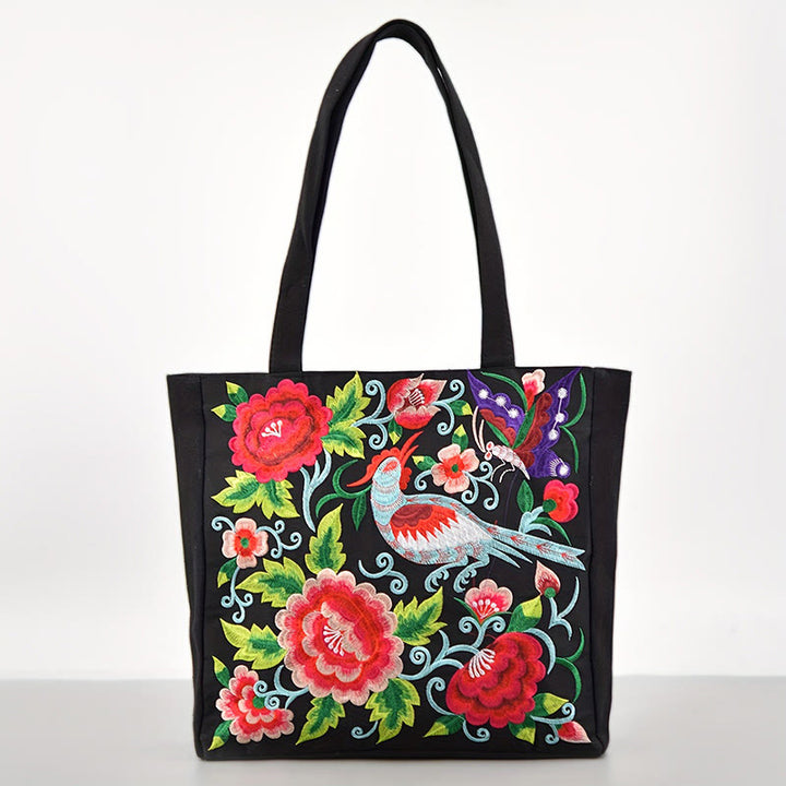 Buddha Stones Galsang Magpie Peony Camellia Chrysanthemum Ricamo Tela Shopping Borsa Borsa a mano Borsa a tracolla