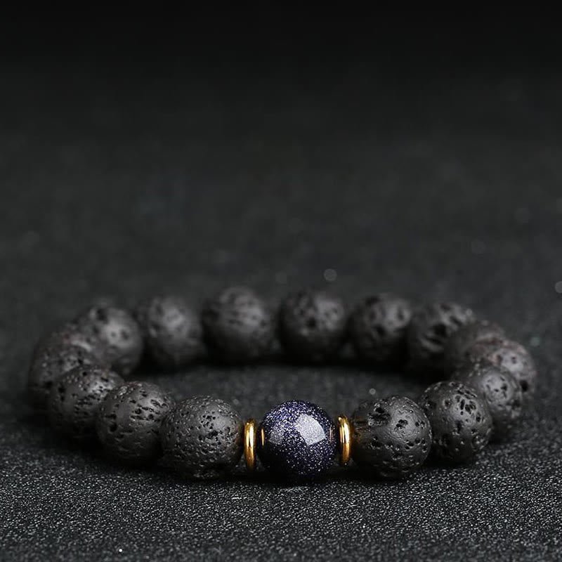 Braccialetto curativo in pietra lavica, pietra d'oro, arenaria blu, Buddha Stones