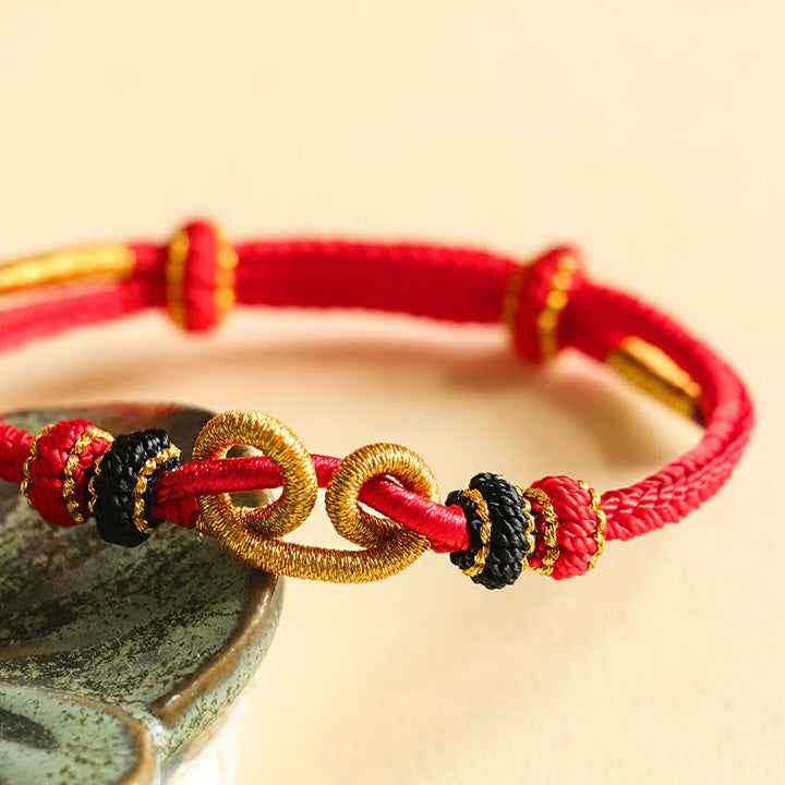 Braccialetto di protezione con corda intrecciata a forma di lingotto fatto a mano con Buddha Stones