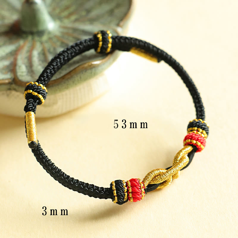 Braccialetto di protezione con corda intrecciata a forma di lingotto fatto a mano con Buddha Stones