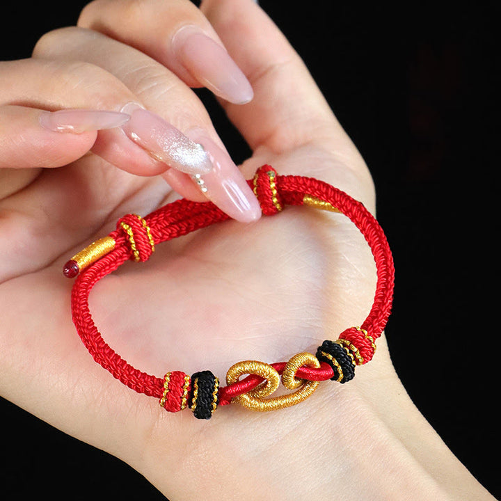 Braccialetto di protezione con corda intrecciata a forma di lingotto fatto a mano con Buddha Stones