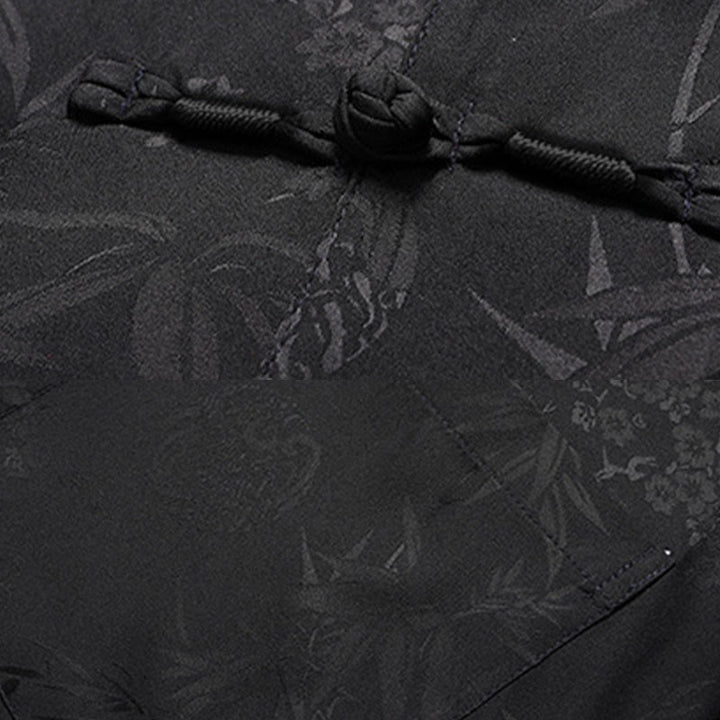 Buddha Stones Bambù Fiore di pesco Tang Suit Hanfu Tradizionale Uniforme Manica Corta Top Pantaloni Abbigliamento Uomo Set