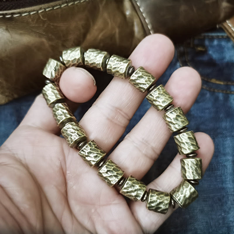 Braccialetto portafortuna con motivo a cratere di meteorite in rame Buddha Stones