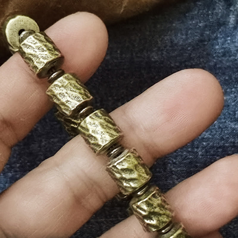 Braccialetto portafortuna con motivo a cratere di meteorite in rame Buddha Stones