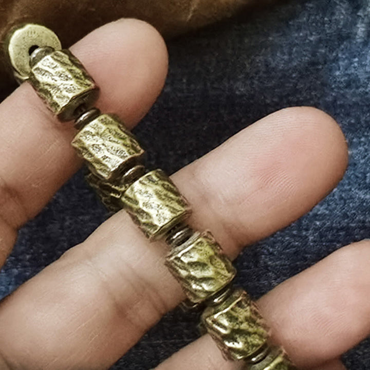 Braccialetto portafortuna con motivo a cratere di meteorite in rame Buddha Stones