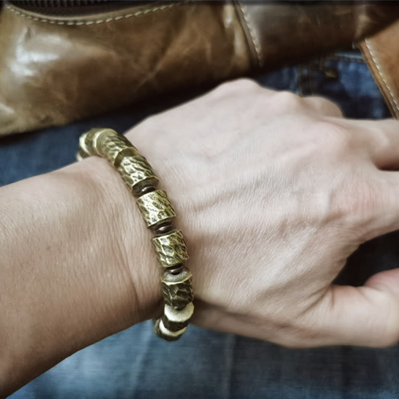 Braccialetto portafortuna con motivo a cratere di meteorite in rame Buddha Stones