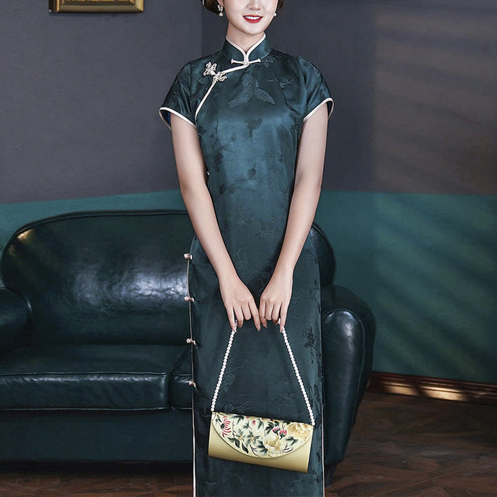 Borsa a tracolla per lo shopping da sposa con ricamo Buddha Stones Su