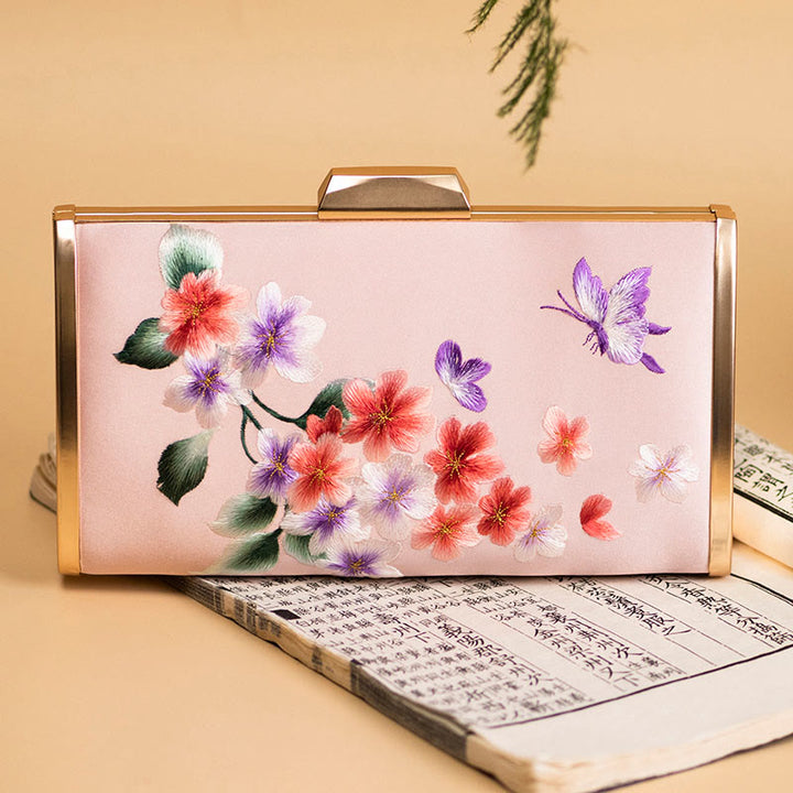 Buddha Stones Garofano Peonia Begonia Su Ricamo Borsa da sposa Borsa a tracolla Borsa a mano