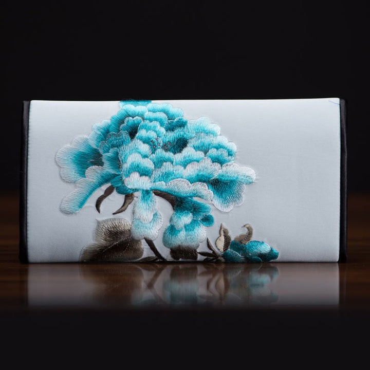 Buddha Stones Peony Flower Su Ricamo Viaggio Shopping Borsa Lunga Borsa a Mano