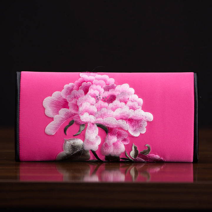 Buddha Stones Peony Flower Su Ricamo Viaggio Shopping Borsa Lunga Borsa a Mano