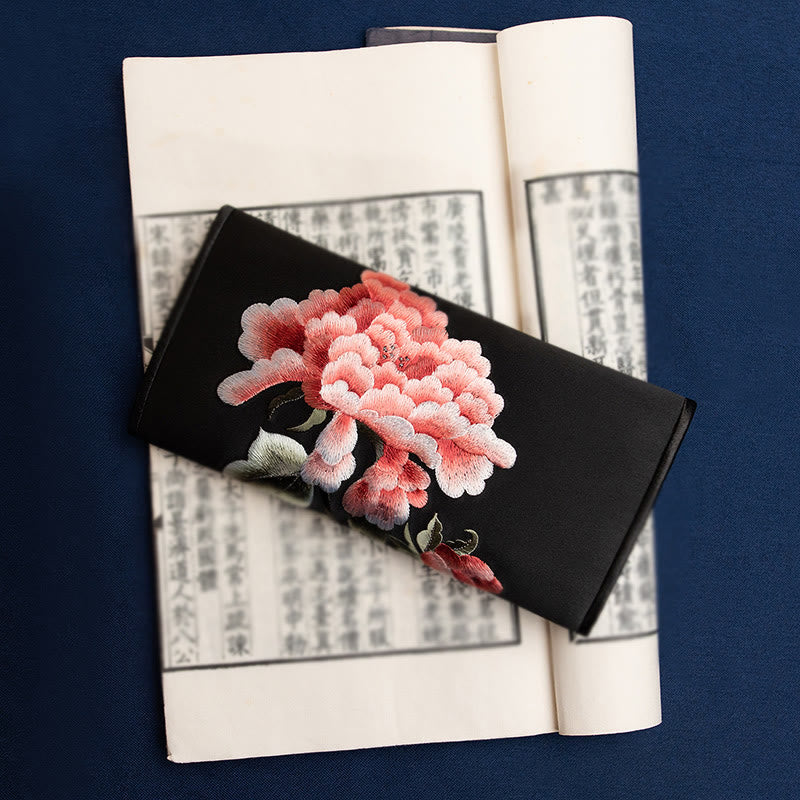 Buddha Stones Peony Flower Su Ricamo Viaggio Shopping Borsa Lunga Borsa a Mano