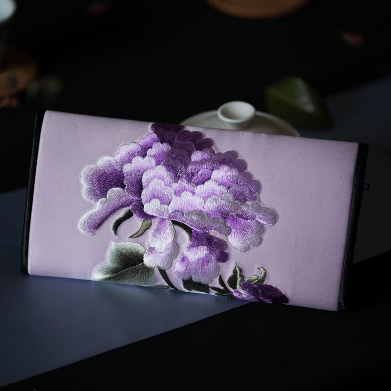 Buddha Stones Peony Flower Su Ricamo Viaggio Shopping Borsa Lunga Borsa a Mano