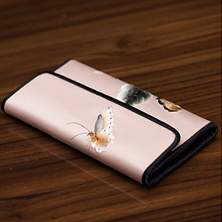 Buddha Stones Peony Flower Su Ricamo Viaggio Shopping Borsa Lunga Borsa a Mano