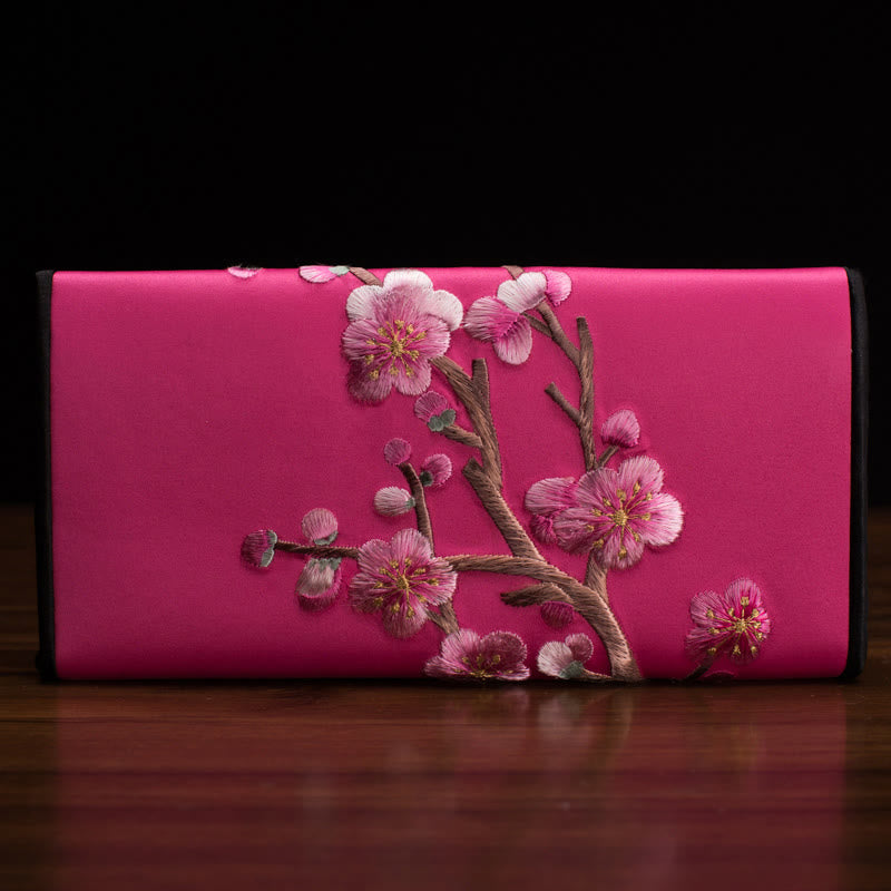 Buddha Stones Plum Bossom Su Ricamo Viaggio Shopping Borsa Lunga Borsa a Mano