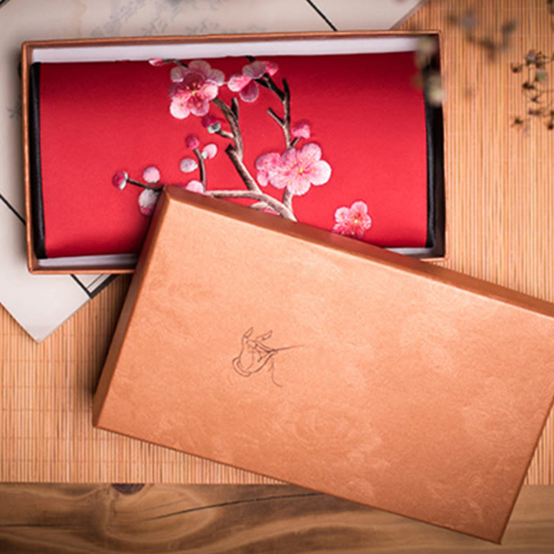 Buddha Stones Plum Bossom Su Ricamo Viaggio Shopping Borsa Lunga Borsa a Mano