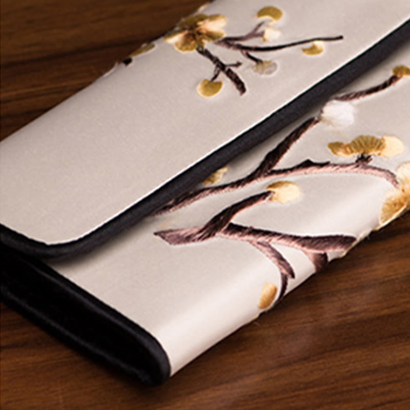 Buddha Stones Plum Bossom Su Ricamo Viaggio Shopping Borsa Lunga Borsa a Mano