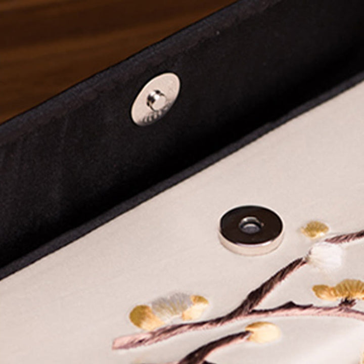 Buddha Stones Plum Bossom Su Ricamo Viaggio Shopping Borsa Lunga Borsa a Mano