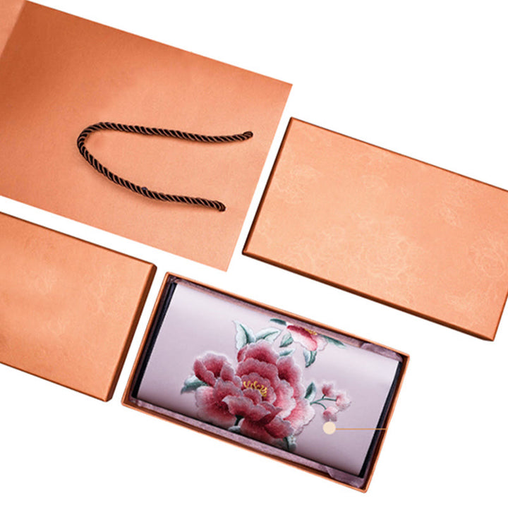 Buddha Stones Peony Su Ricamo Viaggio Shopping Borsa Lunga Borsa a Mano