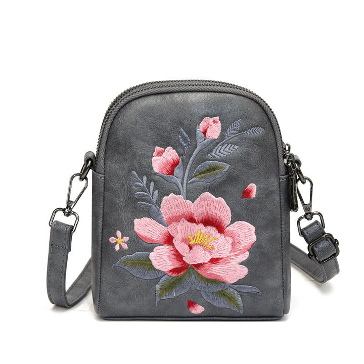 Borsa a tracolla con ricamo Buddha Stones Lotus Su Journey Shopping Bag