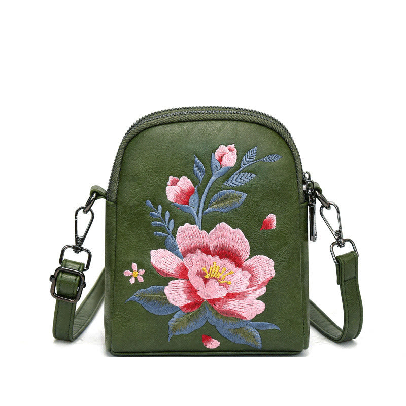 Borsa a tracolla con ricamo Buddha Stones Lotus Su Journey Shopping Bag