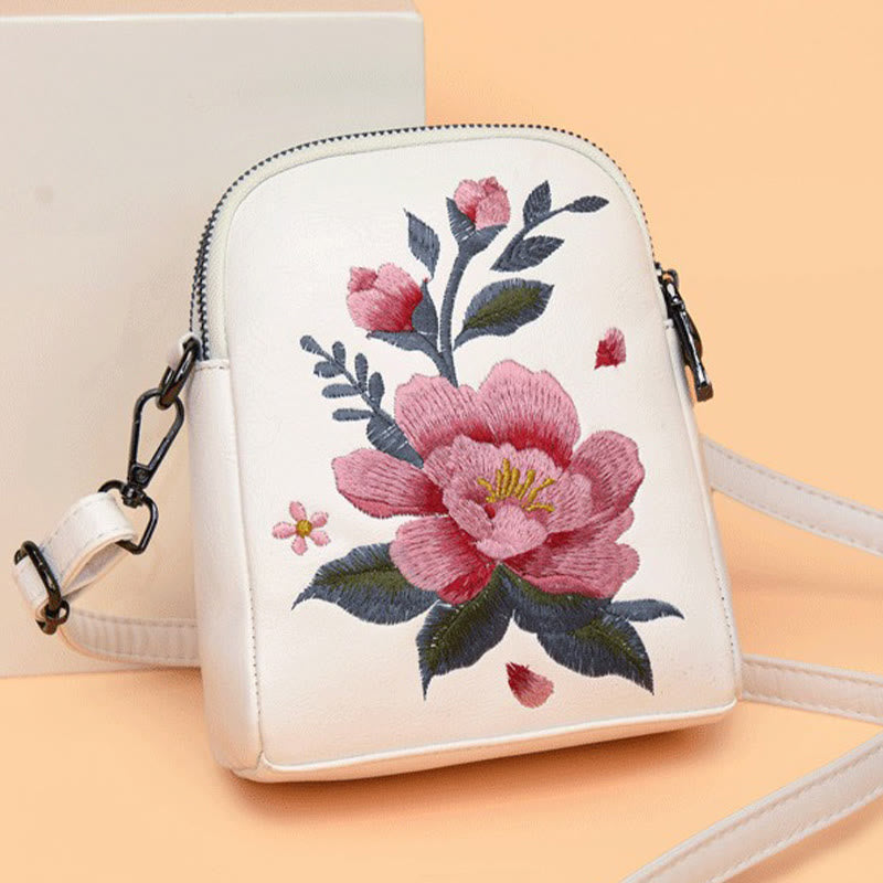 Borsa a tracolla con ricamo Buddha Stones Lotus Su Journey Shopping Bag