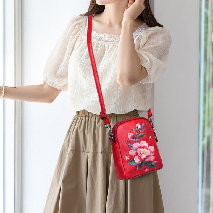 Borsa a tracolla con ricamo Buddha Stones Lotus Su Journey Shopping Bag