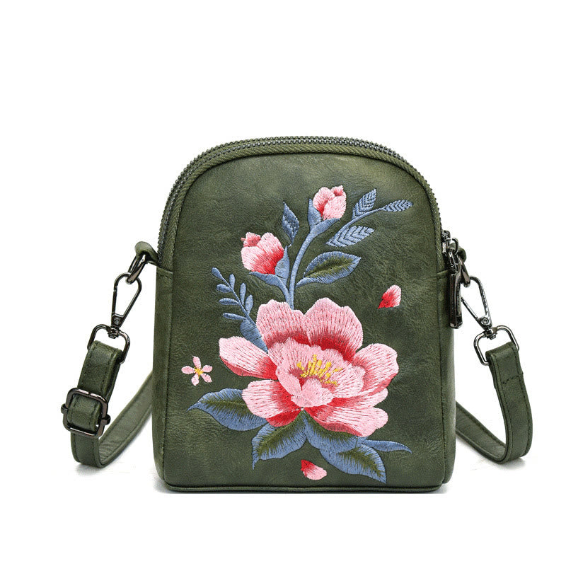 Borsa a tracolla con ricamo Buddha Stones Lotus Su Journey Shopping Bag