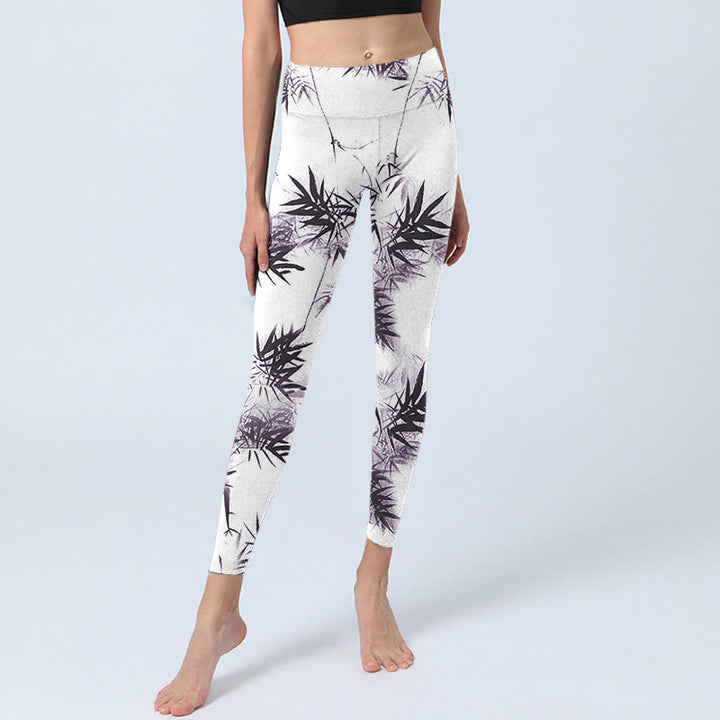 Leggings da yoga da donna in bambù bianco e nero Buddha Stones - image 6
