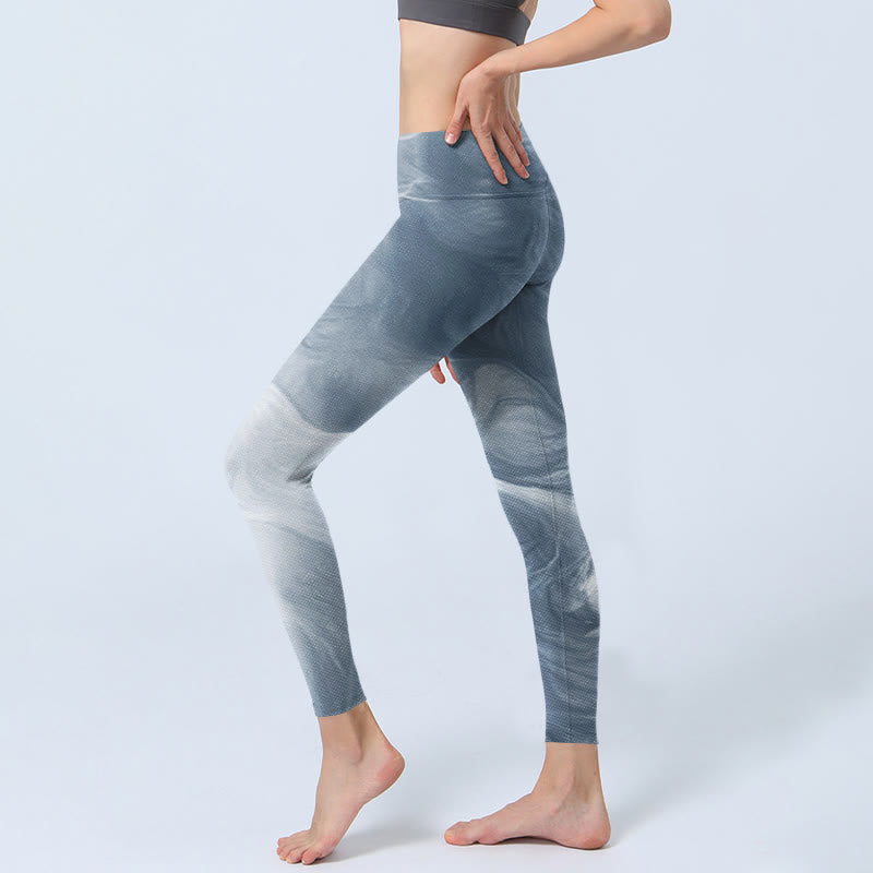 Leggings da yoga da donna Buddha Stones Light Slate Grey White Cat Exercise - image 3
