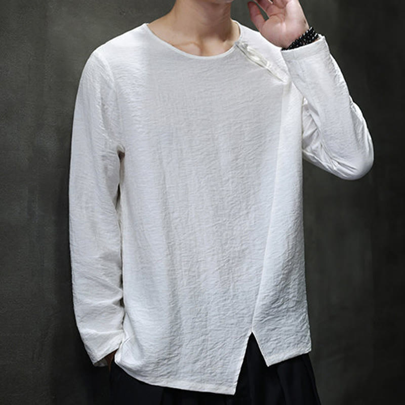 Buddha Stones Fall Solid Girocollo Manica Lunga T-Shirt Cotone Abbigliamento Uomo - image 15