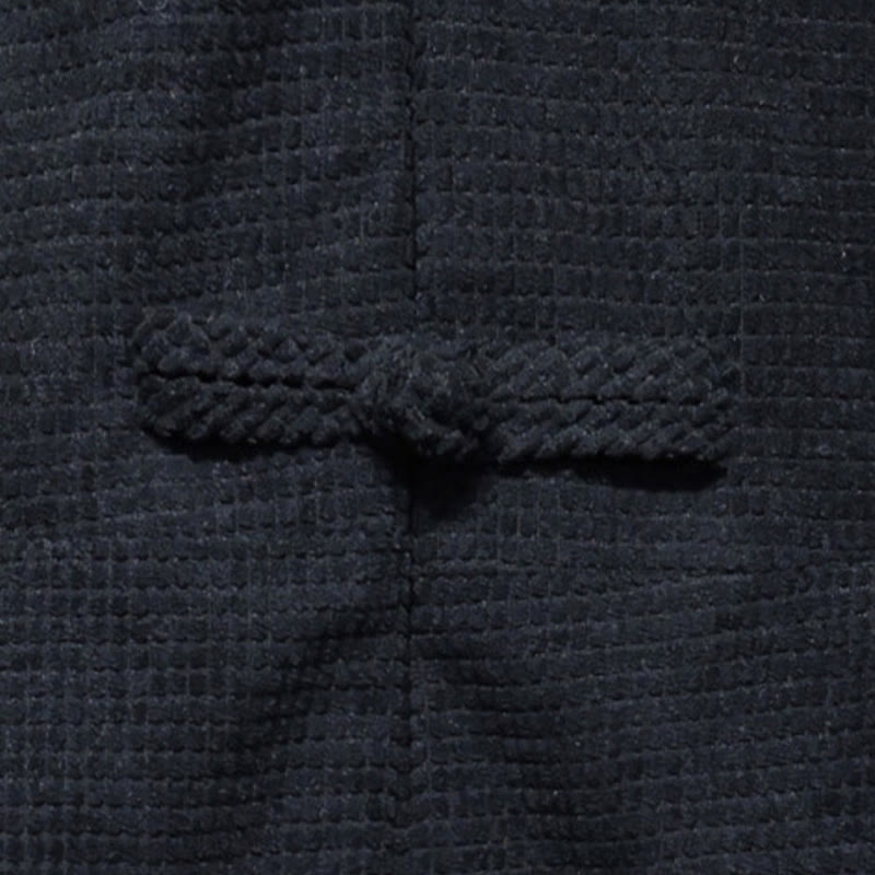 Buddha Stones Uomo Rana-Bottone Tang Suit Velluto a Coste Cotone Ricamato Giacca Lunga Camicia Con Tasche