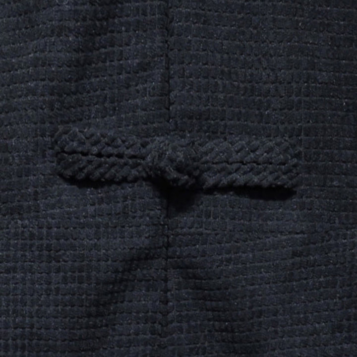 Buddha Stones Uomo Rana-Bottone Tang Suit Velluto a Coste Cotone Ricamato Giacca Lunga Camicia Con Tasche