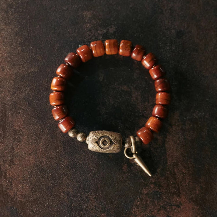 Buddha Stones Yak Bone Dzi Forma Rame Cono Pendente Bracciale Forza