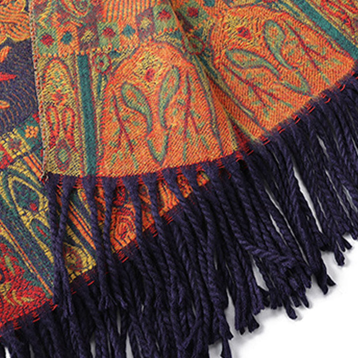 Buddha Stones, anacardi tibetani, fiori di peonia, nappe di vite, scialle, sciarpa avvolgente, calda, invernale