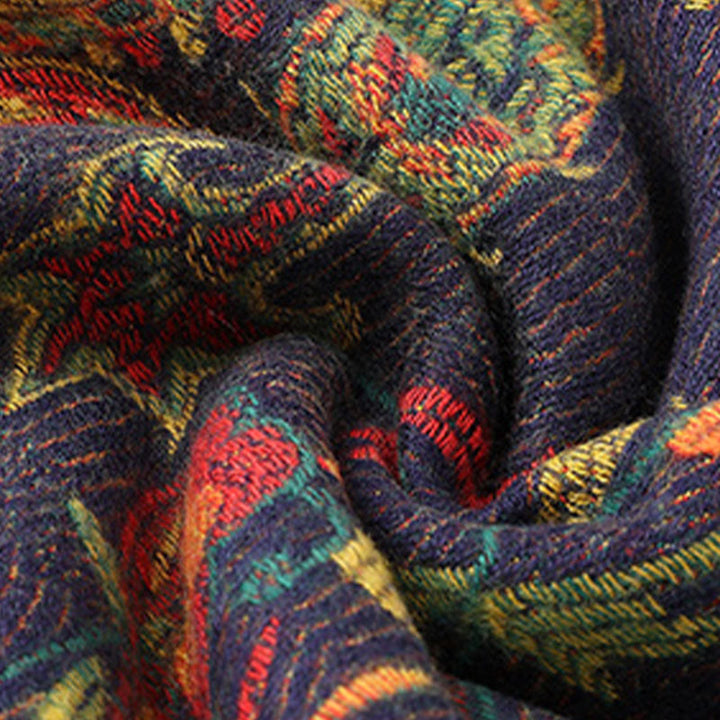 Buddha Stones, anacardi tibetani, fiori di peonia, nappe di vite, scialle, sciarpa avvolgente, calda, invernale