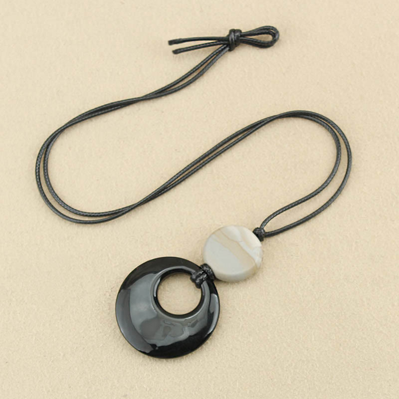 Buddha Stones Ossidiana nera Liuli Picture Stone Collana pendente in rame