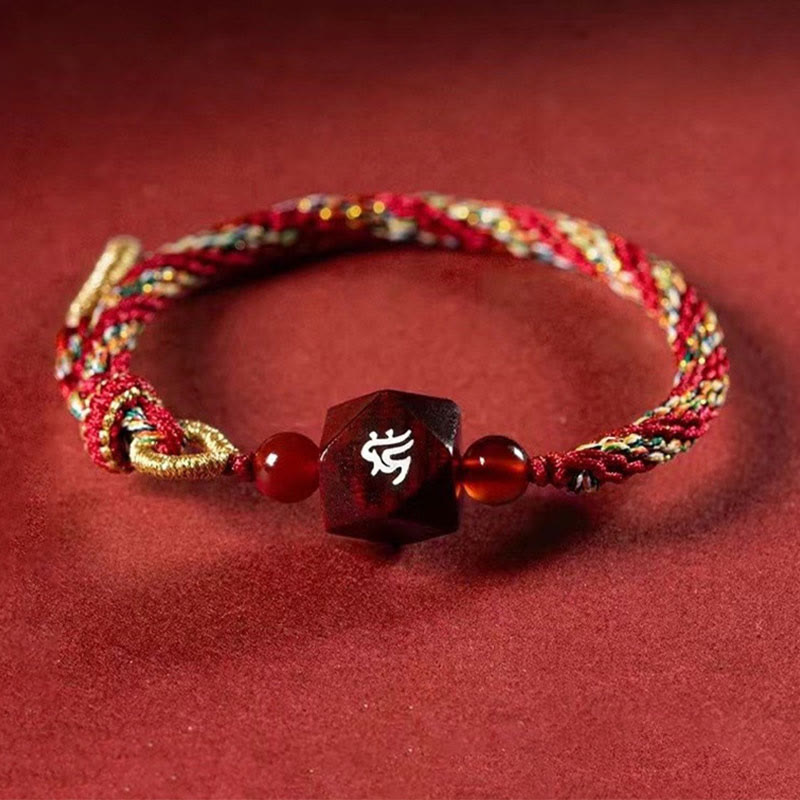 Buddha Stones Zodiaco cinese Buddha natale Piccola foglia Sandalo rosso Corda rossa Braccialetto di protezione