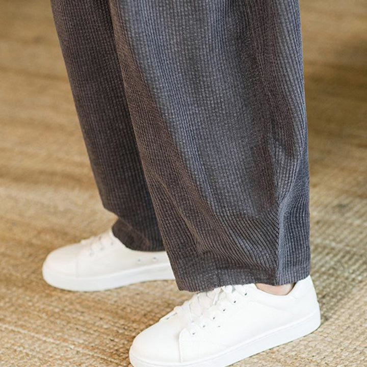 Pantaloni harem in velluto a coste con coulisse da uomo, autunno inverno, Buddha Stones - image 21