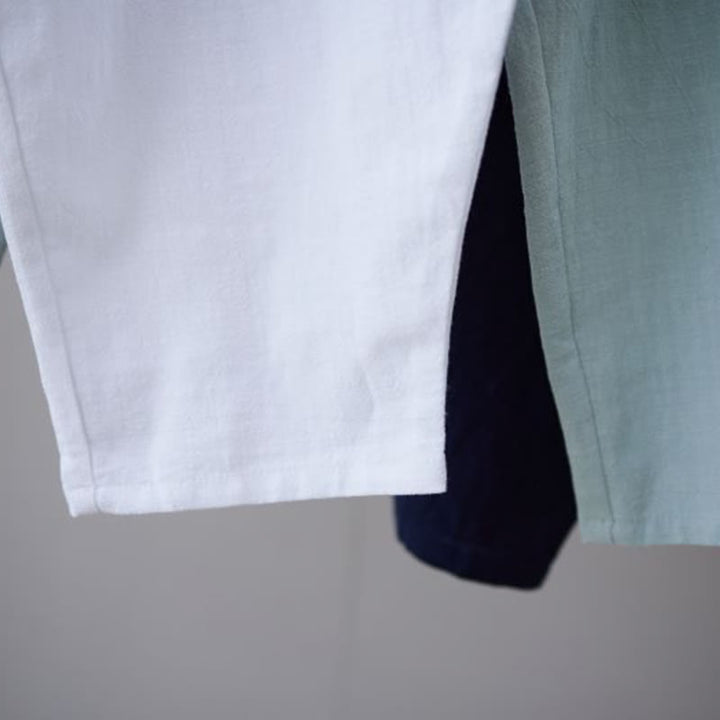 Pantaloni harem da uomo in cotone ramiè e lino tinta unita con elastico in vita e tasche , Buddha Stones