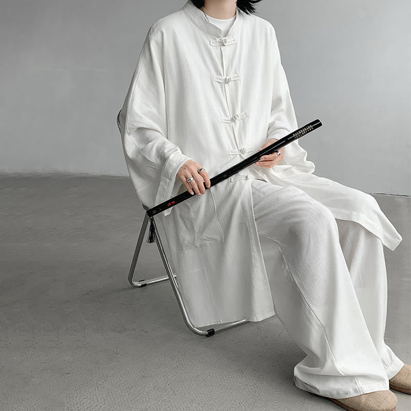 Buddha Stones 2 pezzi da uomo manica lunga rana-bottoni camicia pantaloni meditazione zen cotone abbigliamento set - image 9