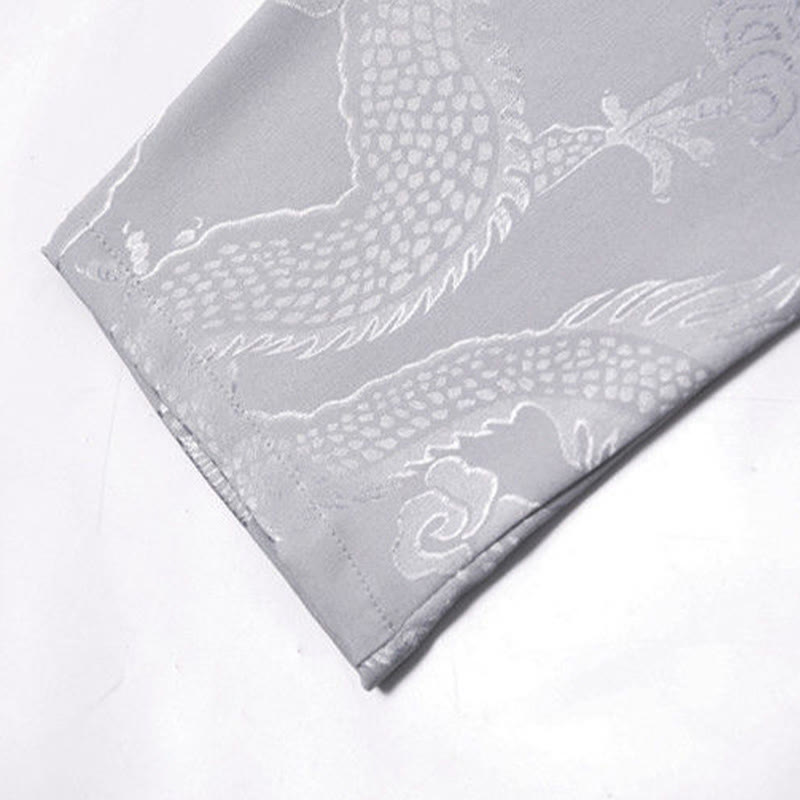 Buddha Stones 2 pezzi Tang Suit Drago Rana-bottone Uomo Manica Lunga Camicia Pantaloni Abbigliamento Set - image 14