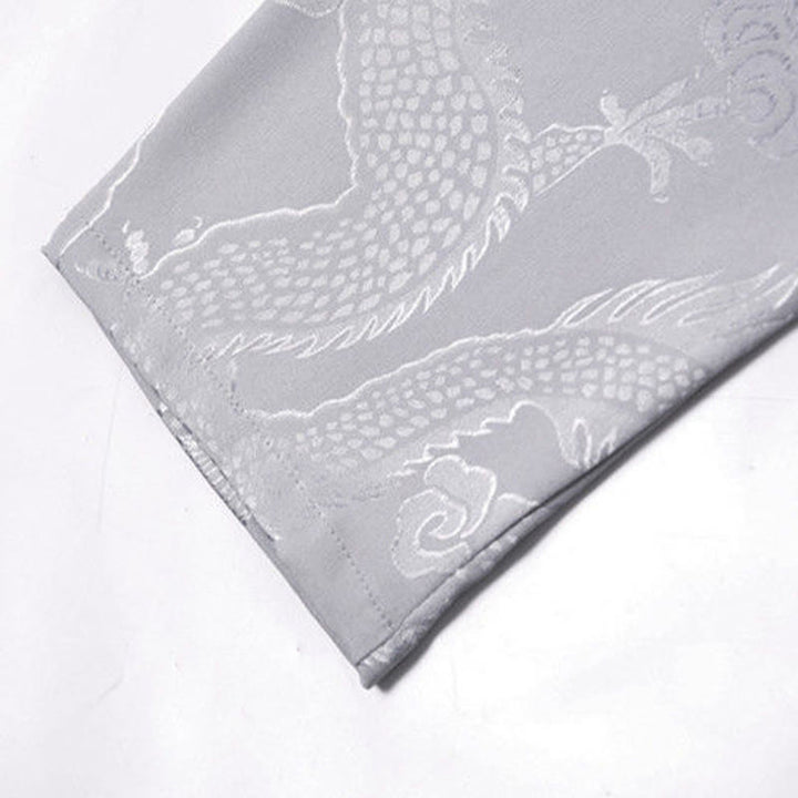 Buddha Stones 2 pezzi Tang Suit Drago Rana-bottone Uomo Manica Lunga Camicia Pantaloni Abbigliamento Set - image 14