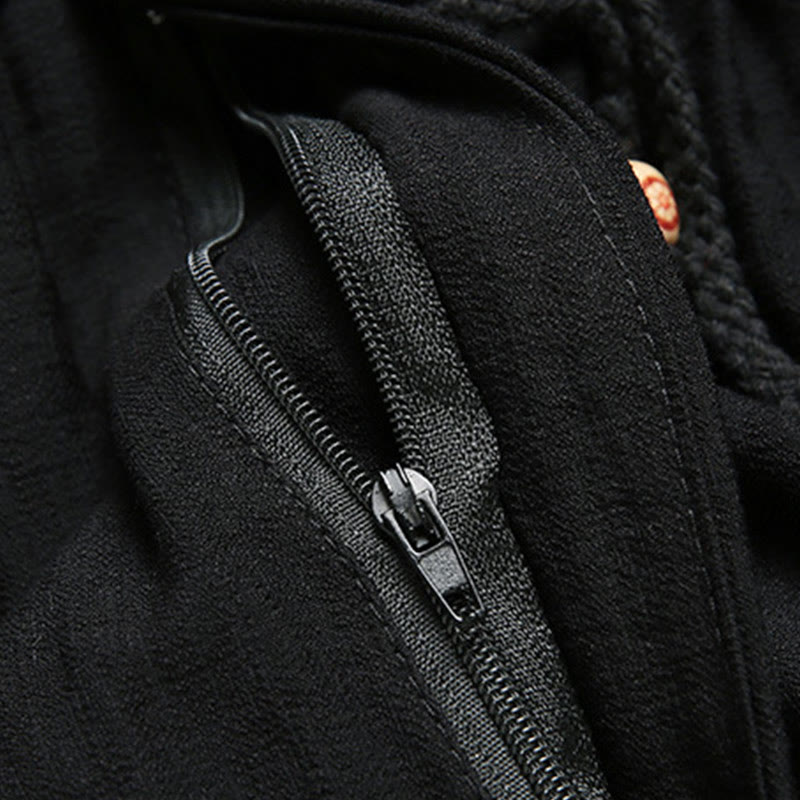 Buddha Stones 2 pezzi da uomo Tang Suit Koi Fish Pattern Frog-Button manica lunga camicia pantaloni set - image 3