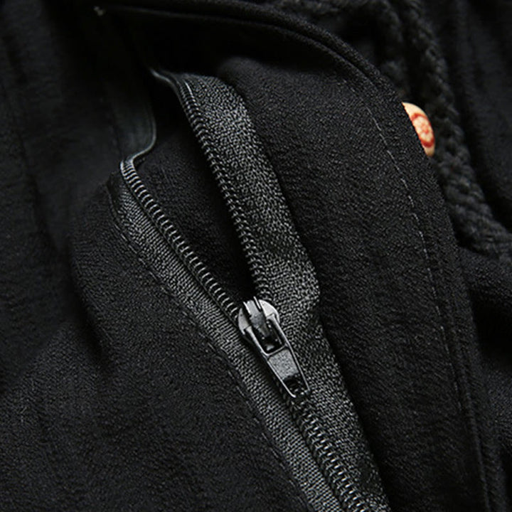 Buddha Stones 2 pezzi da uomo Tang Suit Koi Fish Pattern Frog-Button manica lunga camicia pantaloni set - image 3