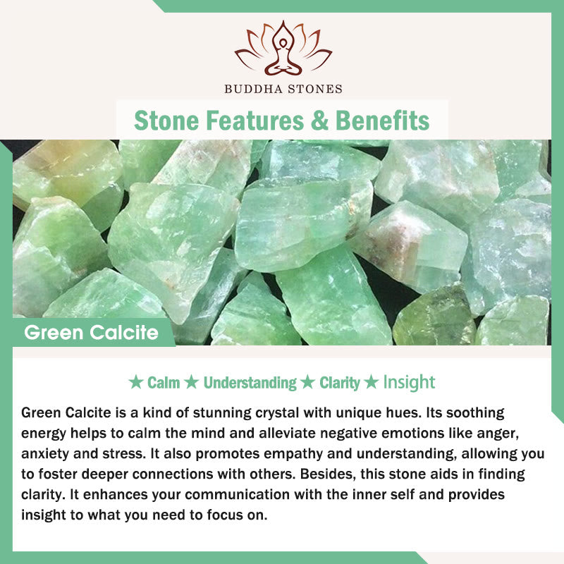 Bracciale Buddha Stones con ciondolo a forma di coniglio in calcite verde e chiarezza