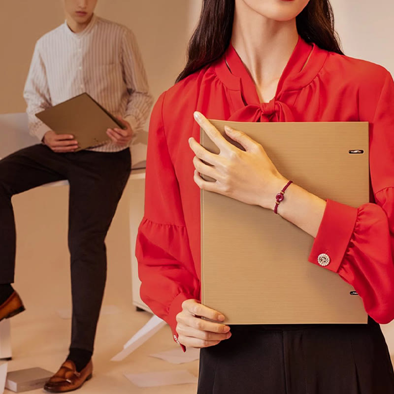 Braccialetto intrecciato con fibbia rotonda per la pace in cinabro fatto a mano Buddha Stones