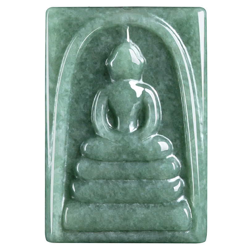 Buddha Stones Buddha senza forma Amuleto quadrato di giada Collana con ciondolo di corda della prosperità - image 11